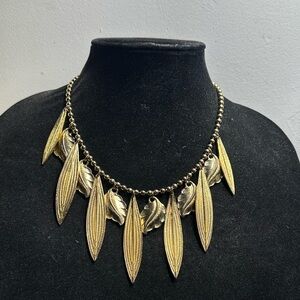Vintage Gold Tone Bib Choker Necklace